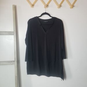 41 HAWTHORN WOMEN'S V-NECK TUNIC BLACK BLOUSE SIZE XL